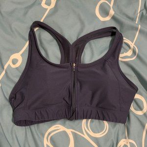 Jockey High Impact Zip Front Sports Bra Large Shadow Blue